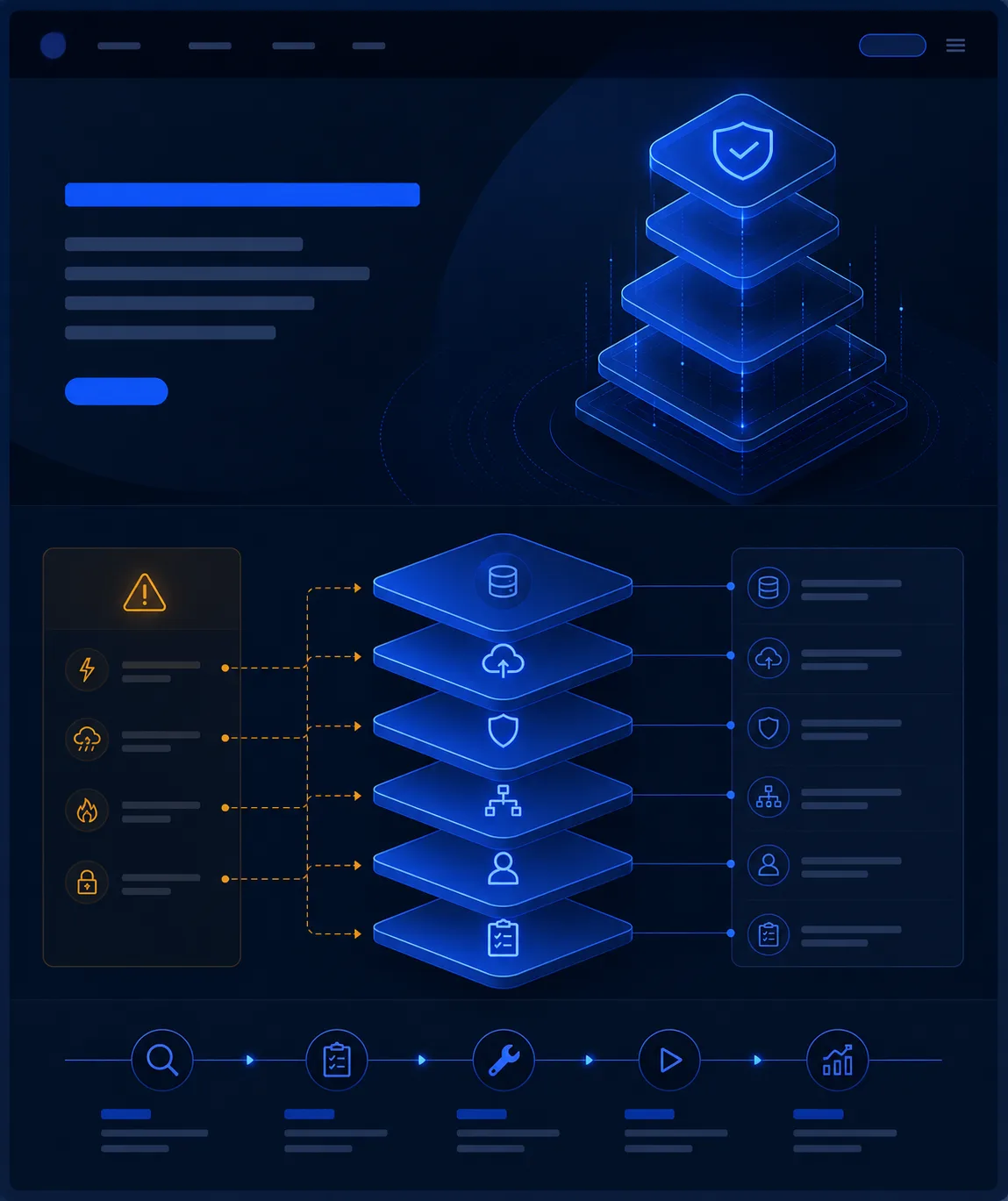 Relationship model among backup, disaster recovery, continuity, dependencies, ownership, and testing.